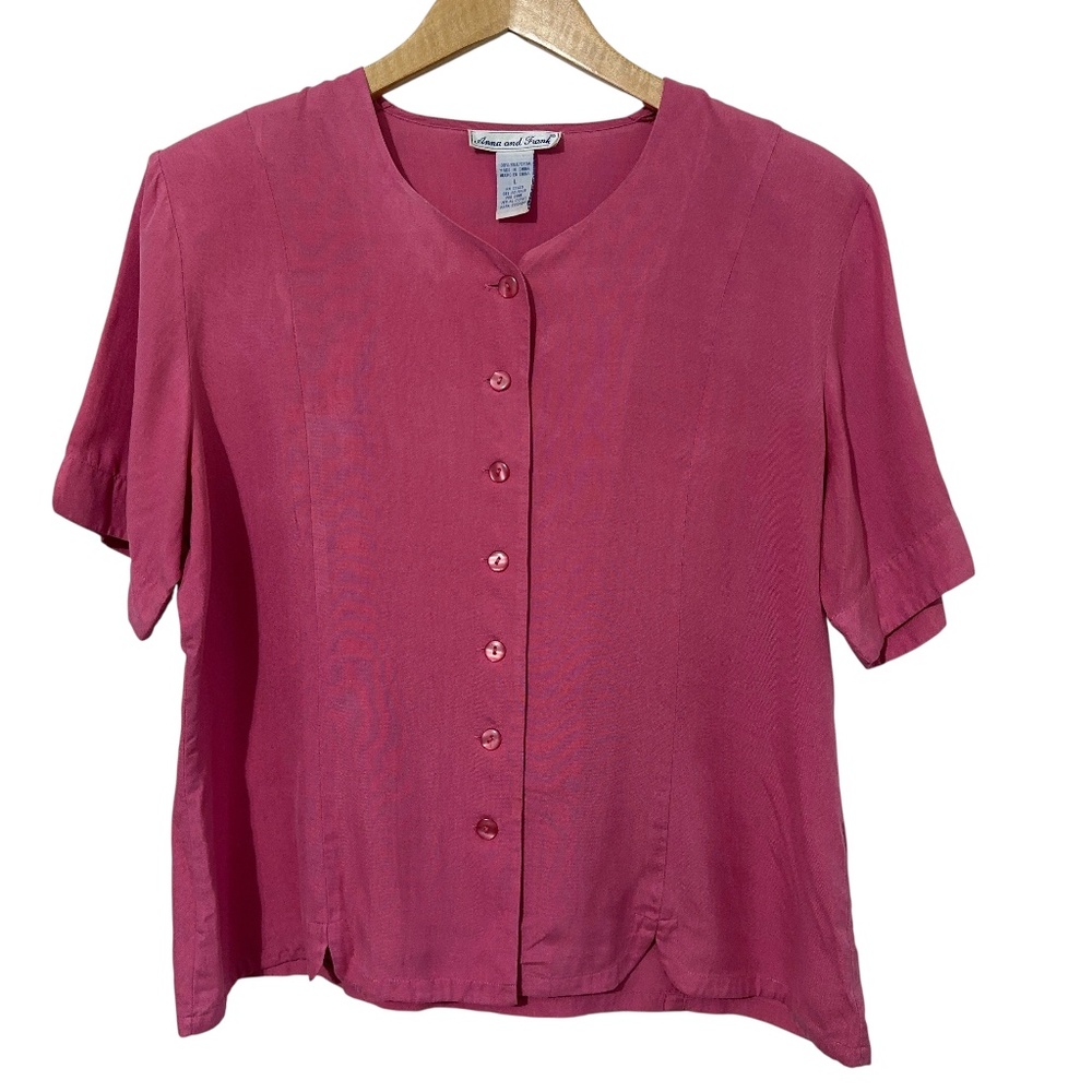 Anna & Frank Vintage Silk Bld Top Size L Button Up Knit